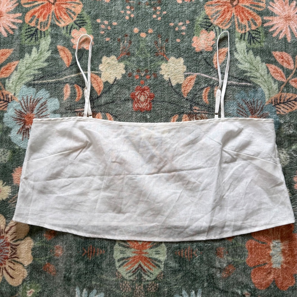 DISSH White Linen Crop Camisole Top Adjustable Straps Womens Size 8
